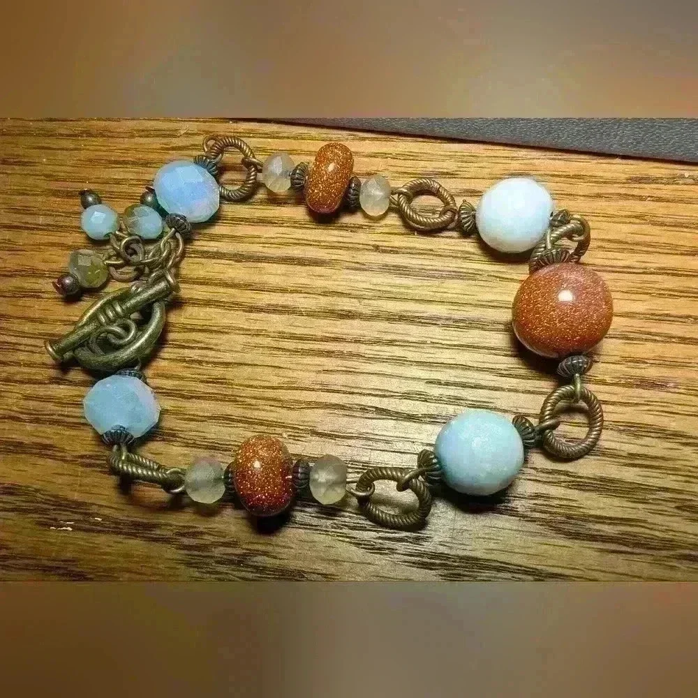 Unique New Bracelet with Swarovski Crystals & Sandstones